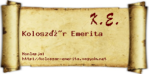 Koloszár Emerita névjegykártya
